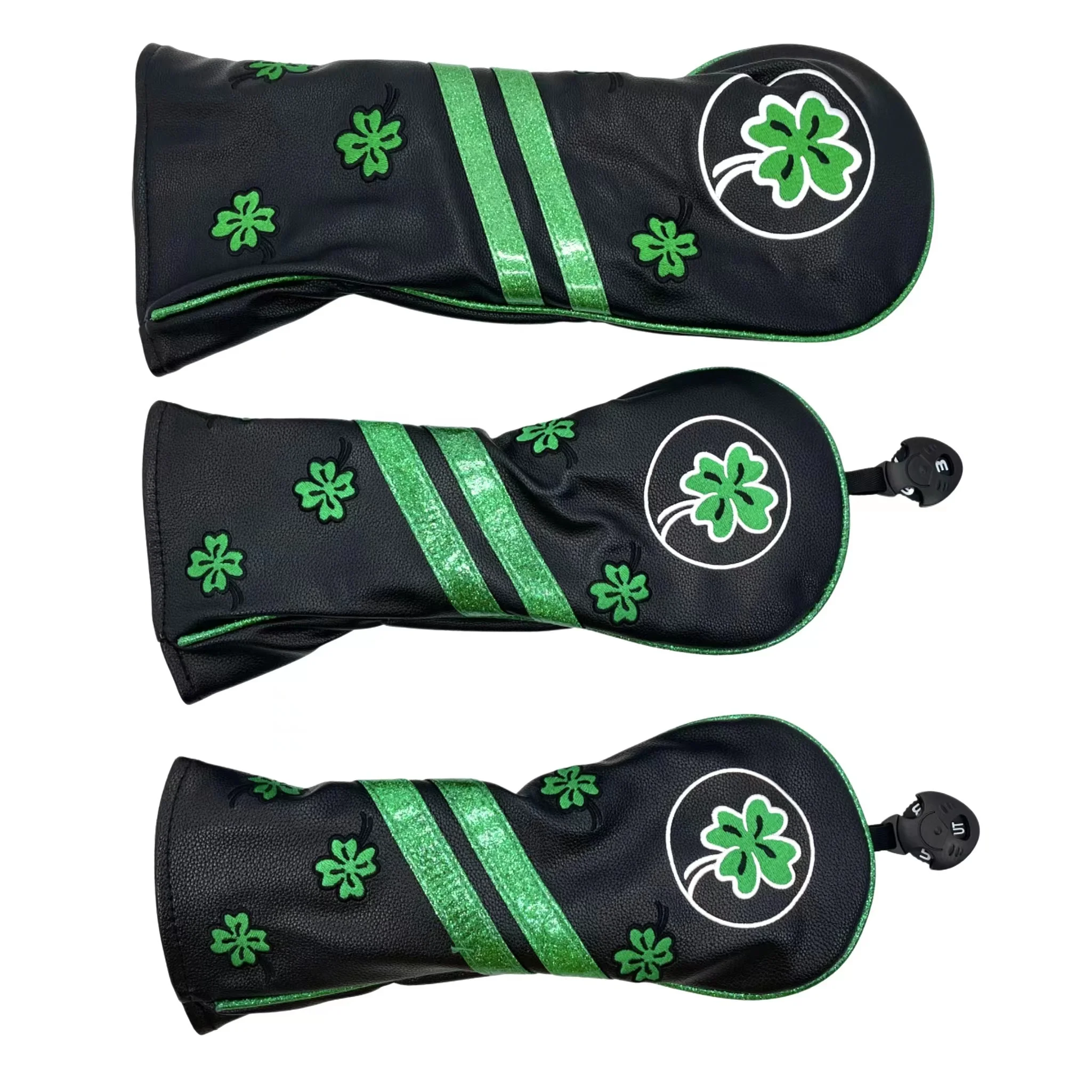 Golf Clover pattern Head cover for Driver Fairway Hybrid Blade Putter PU Leather Waterproof Four Leaf Clover Golf Head Cover