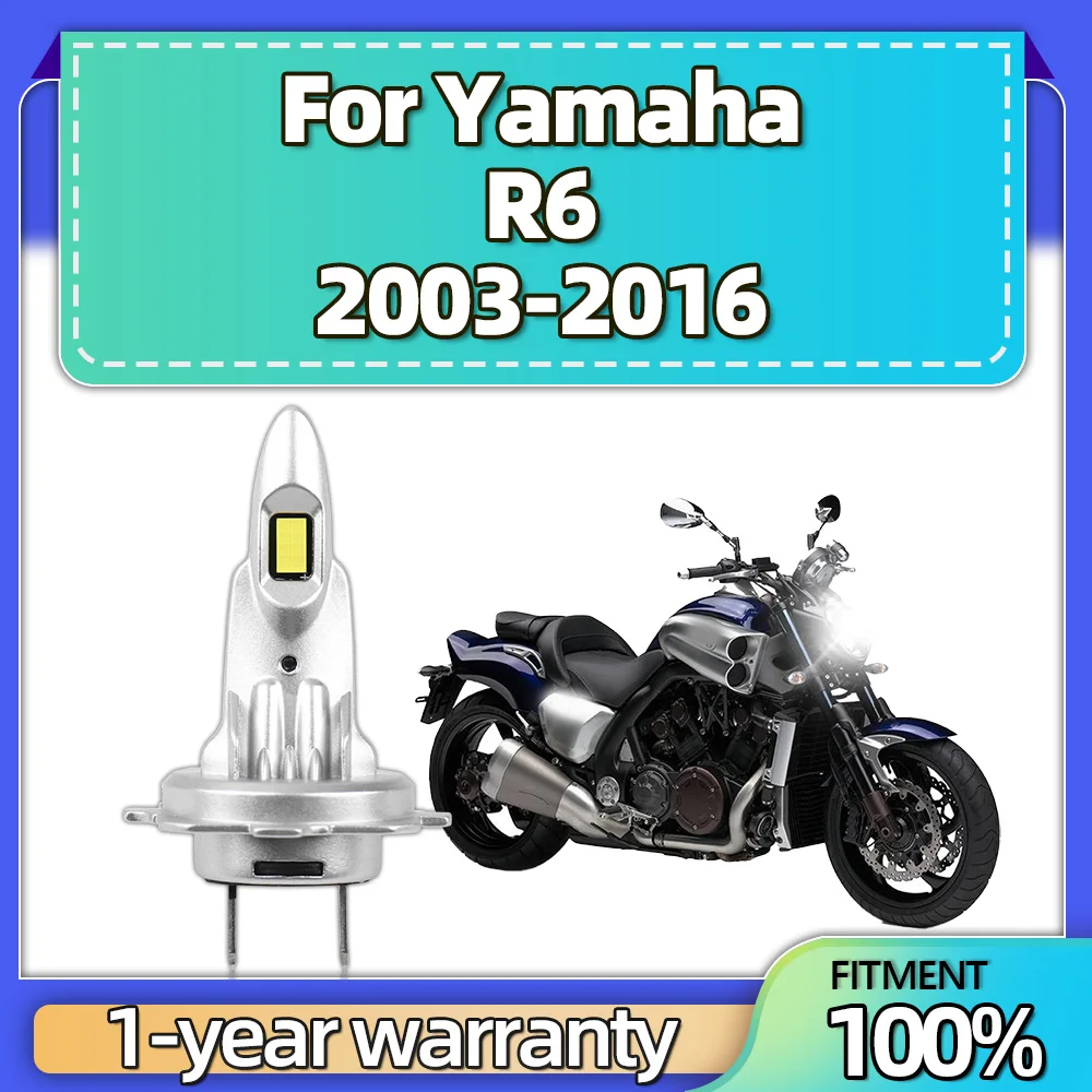 For Yamaha R6 2003 2004 2005 2006 2007 2008 2009 2010 2011 2012 2013-2016 LED H7 Bulb Headlight Motorcycle High Low Beam 12V