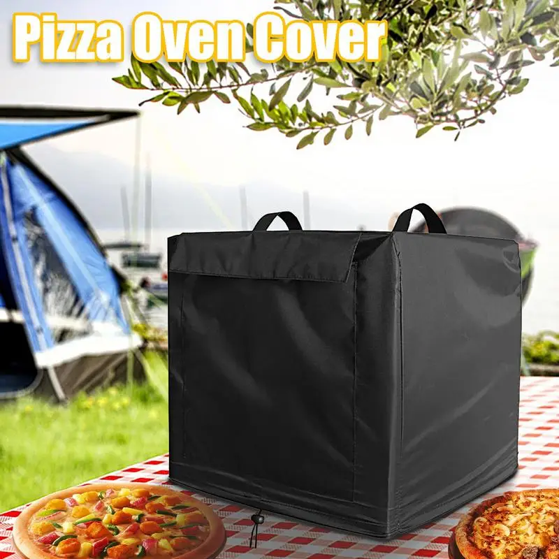 Black Pizza Oven Cover Outdoor Square Protective Cover Waterproof Anti-UV Drawstring Dustproof Cover Camping Pizza Oven Cover