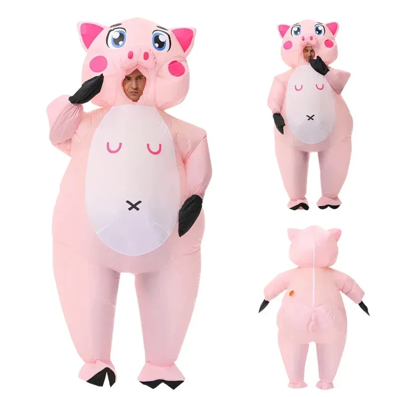 أزياء الهالوين التأثيرية على شكل حيوانات للبالغين، أزياء خنزير قابلة للنفخ، هدية حفلة عيد ميلاد بوريم، أزياء ركوب اللعب K