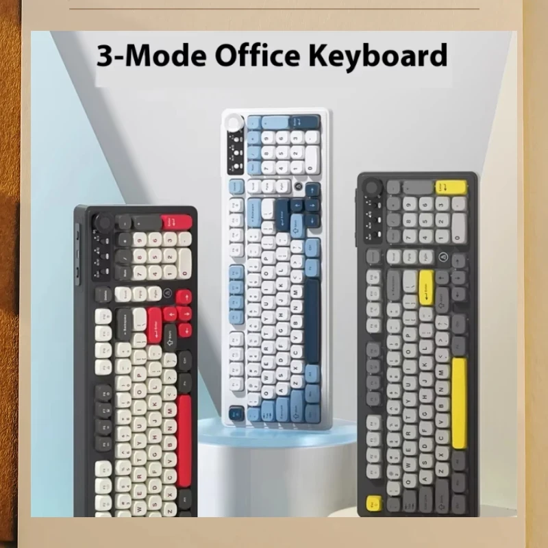 

Горячая Ajazz AF98, проводная беспроводная Bluetooth-клавиатура с тремя режимами, киберспортивная игра, специальный механический сенсорный набор текста, офисный компьютер, подарки