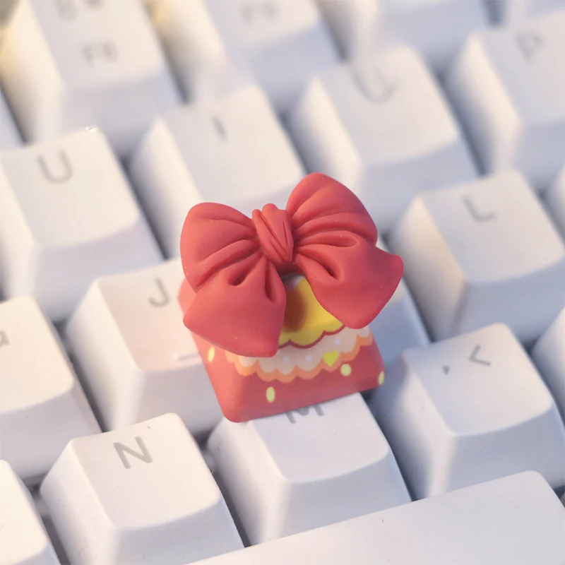 Personalized handmade Gift decoration Red Bow Single piece keycaps  for MX axis mechanical keyboard keycaps