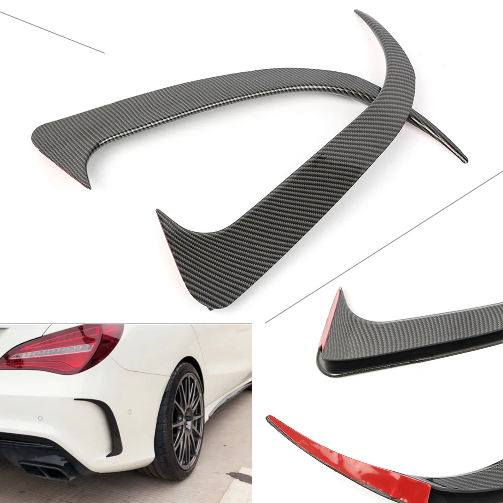 2Pcs Carbon Fiber ABS Car Rear Bumper Canard Air Vent Covers Trim Accessories For Mercedes Benz CLA 200 220 250