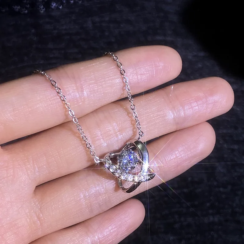 1.0 قيراط مويسانيتي فراشة شكل قلادة 925 فضة مختبر قلادة الماس النساء هدايا الزفاف غرامة مجوهرات حفلة