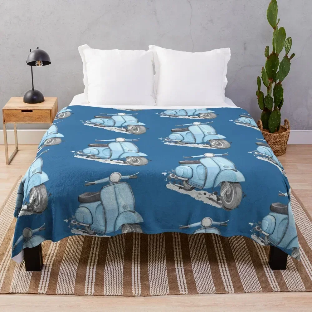 

Blue Classic Vintage European style scooter Throw Blanket Decorative Sofas Loose decorative Winter beds Blankets