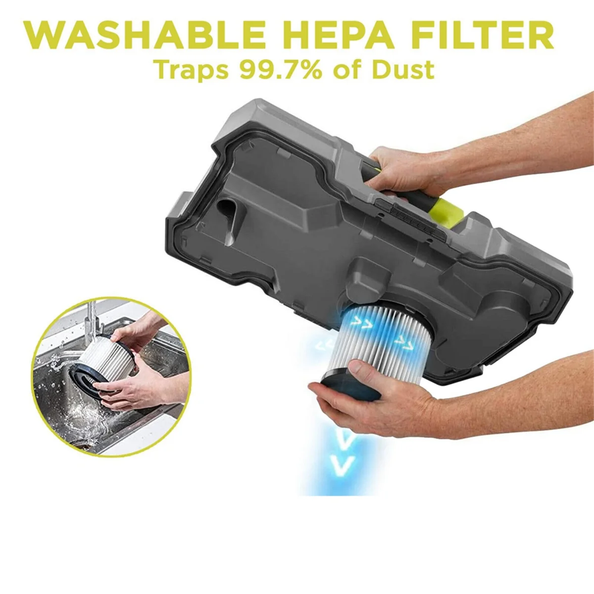 HOT 2 Pack Washable HEPA Filter Replacement for Ryobi 18V ONE+ Wet/Dry Vacuum Cleaners PCL733, PCL734, P3240