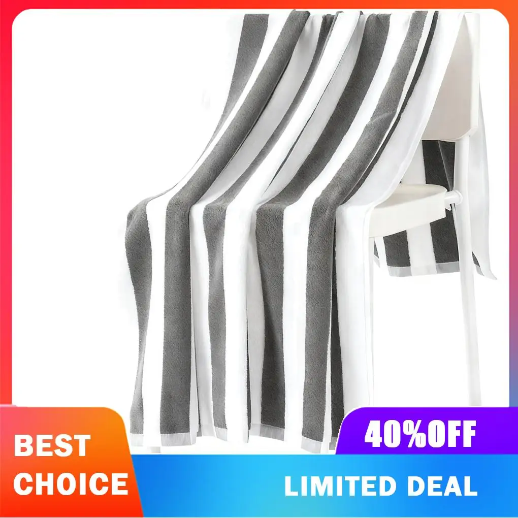 Large Oversized Beach Towel Pure Cotton Striped Super Absorbent Soft Comfortable Quick Drying Beach