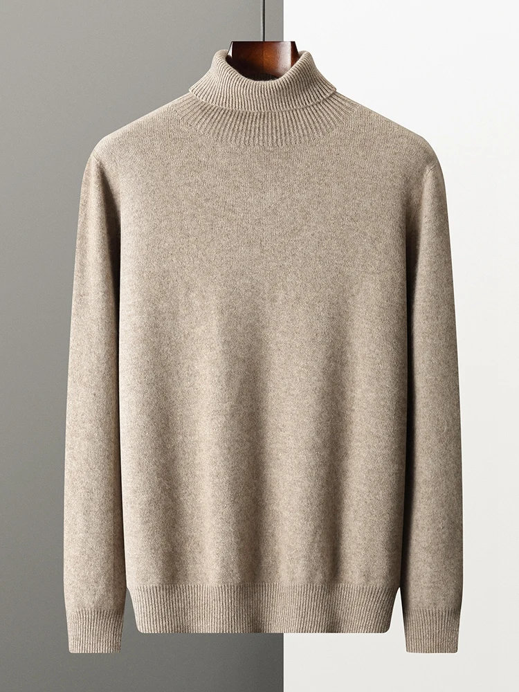 新しいメンズ 100% カシミヤセータータートルネックプルオーバー秋冬ソフト暖かく快適なボトムニットウェアスマートカジュアル高品質トップス