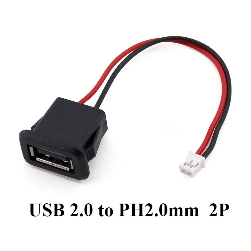 3/5Pcs 2Pin 4Pin USB2.0 Female Power Jack 2P 4P USB2.0 Charging Port Connector Data Interface With 10CM Cable USB Charger Socket