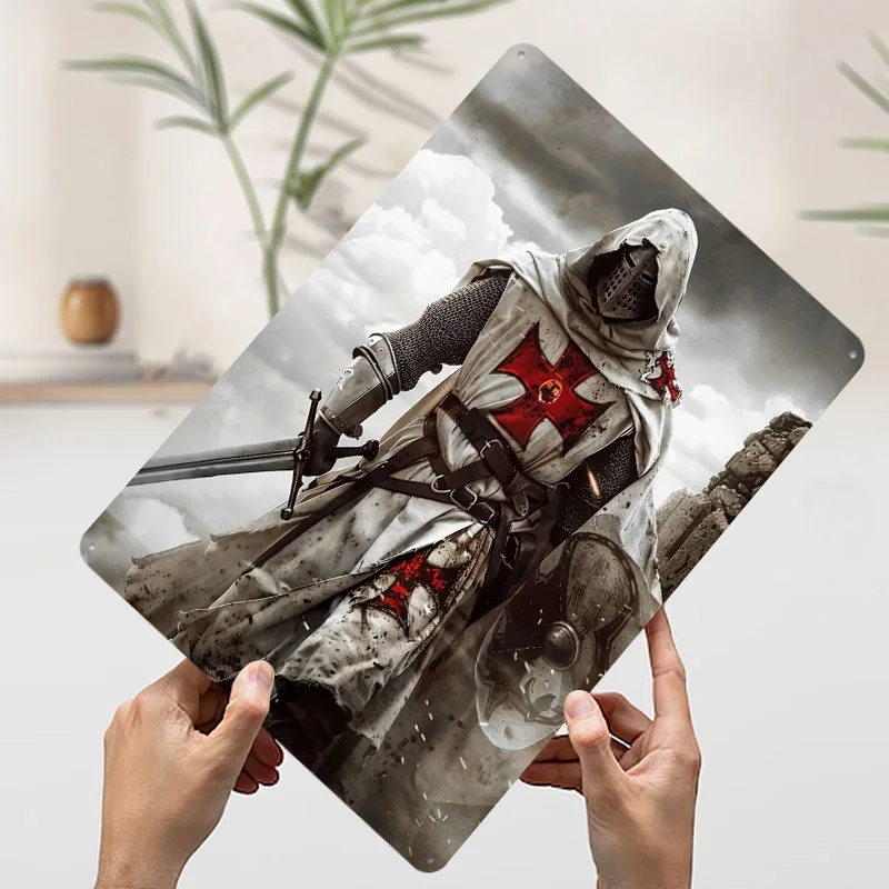 ملصق معدني من Templer Knight علامات معدنية لتزيين جدران ديكورات غرفة النوم علامة قصدير مخصصة لتزيين المنزل وديكور المكتب