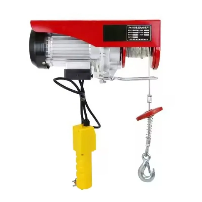 1T Electric Hoist 220V Mini Winch Wireless Remote Control Lifting Machine For Home Use Construction Building