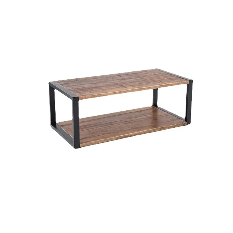 Modern simple wrought iron coffee table  multi-functional coffee table combination double-layer size combination coffee table