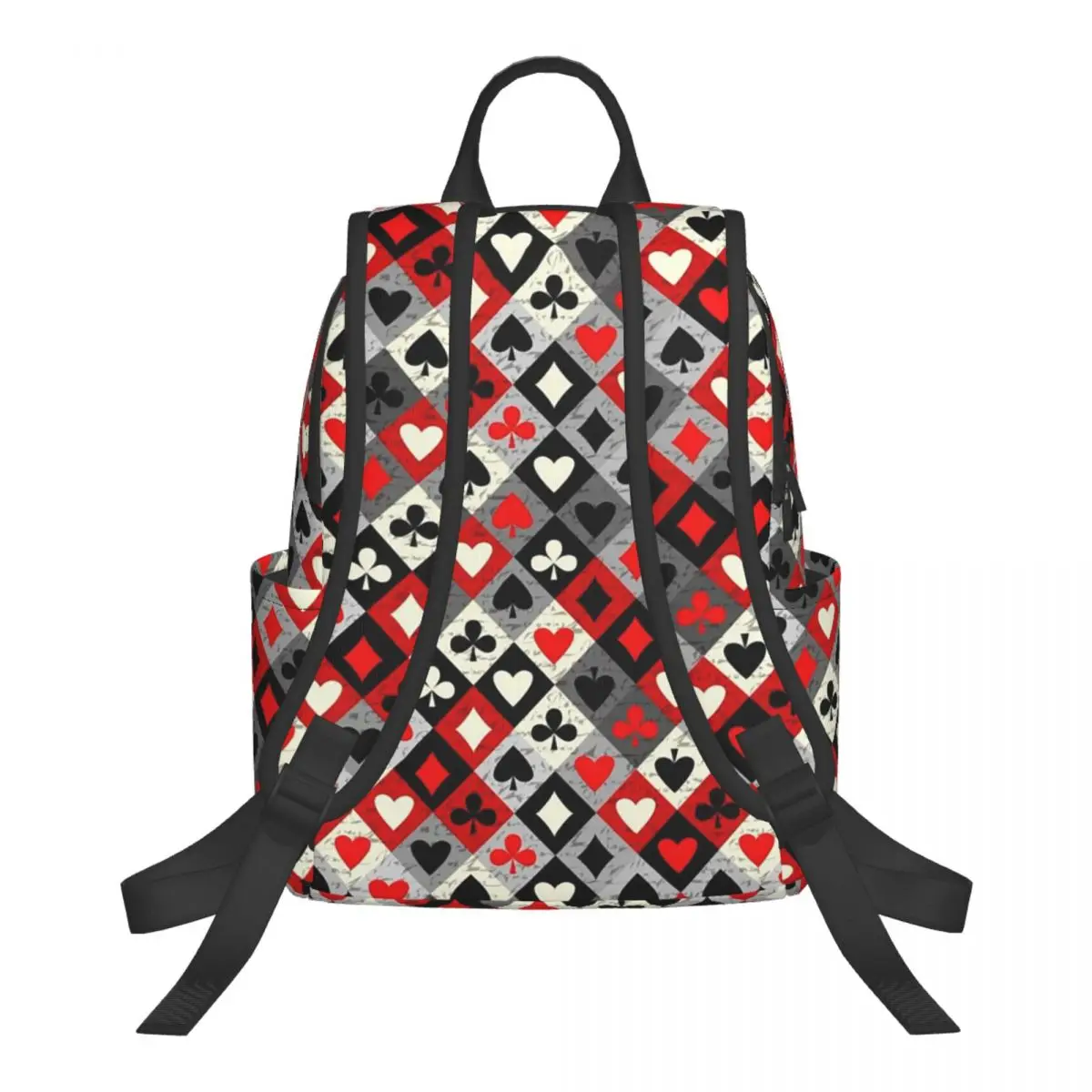 Playing Cards Poker Print Student Backpack School Bag Hiking Travel Daypack for Men Women Bookbag Shoulder Bags