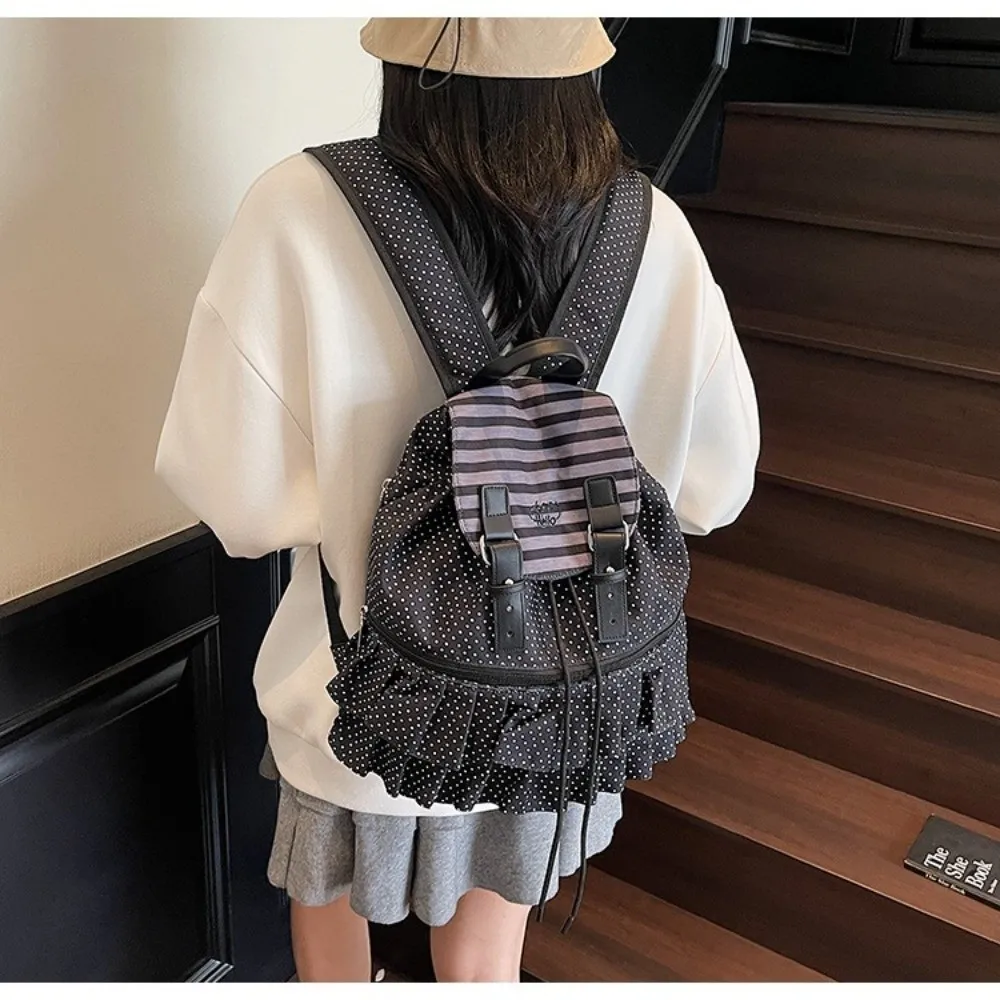 Creative Polka Dot Backpack Casual Multifunctional School Bag Large Capacity Shoulder Bag Travel