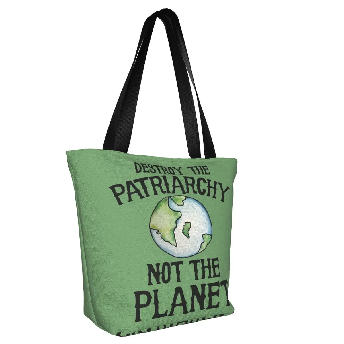 Destroy The Patriarchy Not The Planet Casual Shoulder Tote Shopping Bag Lightweight Simple Generous For Fitness Birthday Gift