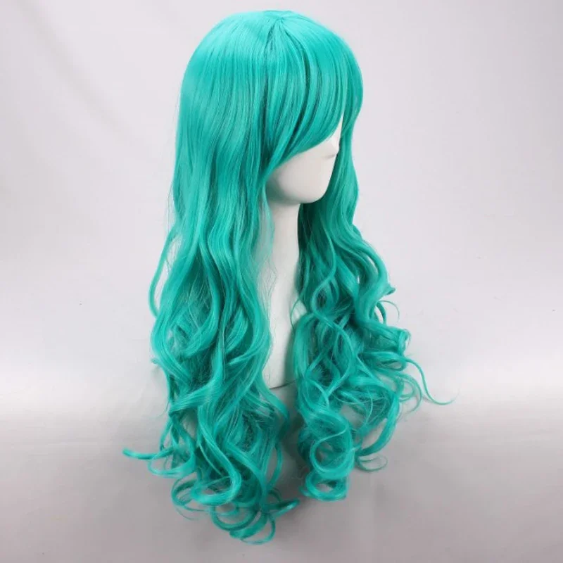 Kaiou Neptune合成コスプレウィッグ,長い巻き毛,耐熱性,キャップ付きコスプレ衣装