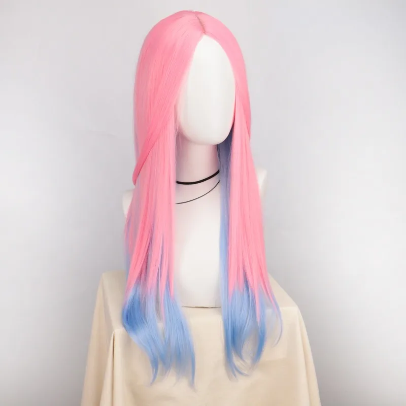 Halloween Anime Alien Stage Mizi Cosplay Wig Pink Blue Gradient Wigs for Women Long Straight Hair Wig for Cosplay Gift