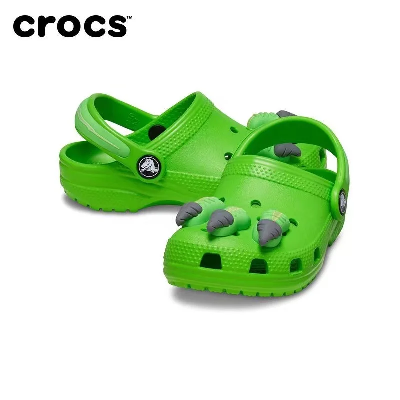 Original Crocs Kid Dinosaur Kawaii Cartoon Cute Girls Boys Sandals Children Slippers Hole Shoes Non-Slip Beach Home Shoes Gift