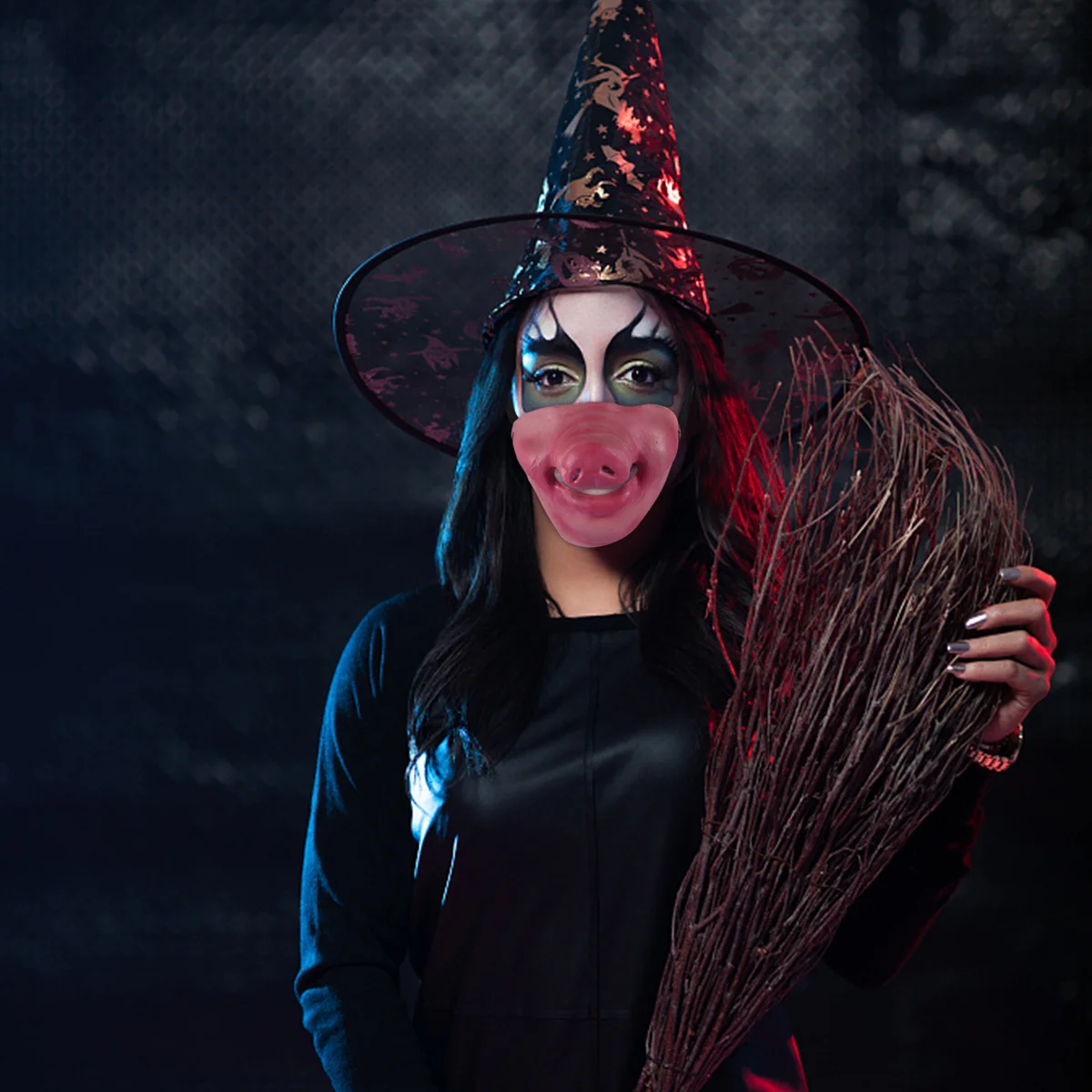 

1Pcs Realistic Pig Half Face Mask Latex Halloween Prank Cosplay Scary Costume Party Horrible Half Face Mask Prank Costume