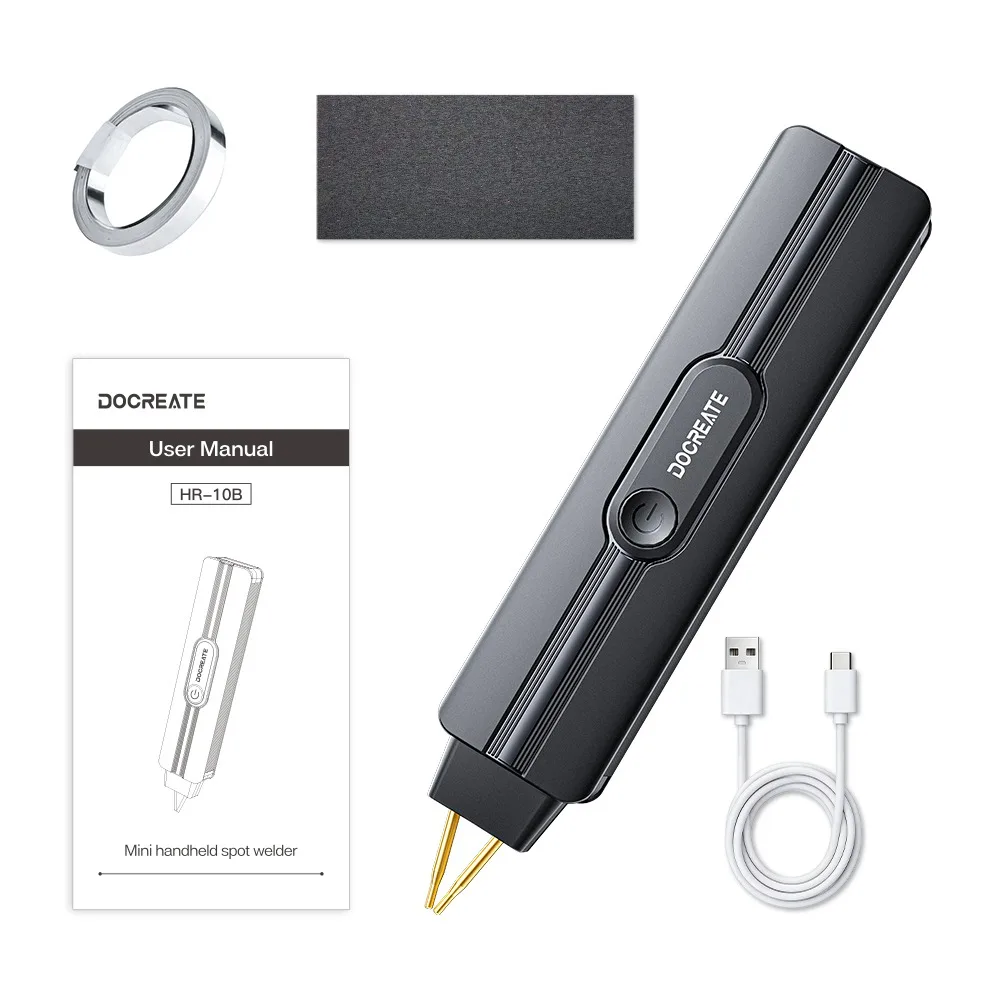 HR-10B Handheld Spot Welder 9 Gear DIY 18650 Nickel Strip Welding Machine Dual Pulse Auto Touch 2200mAh Type-C Spot Welding Tool