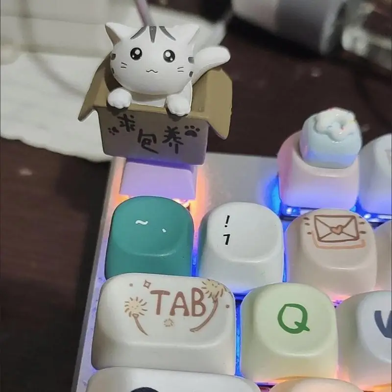 Customizable Animal Keycap Lovely Kitten Design For Office Mechanical Keyboards Crossed Stem Gaming Setups HX5E