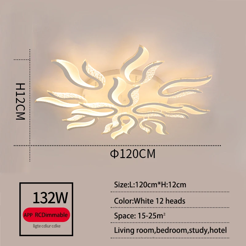 Moderne Led Plafondlamp, Slimme Dimmende Afstandsbediening, Afstandsbediening En App-Bediening, Verstelbare Helderheid Plafondverlichting