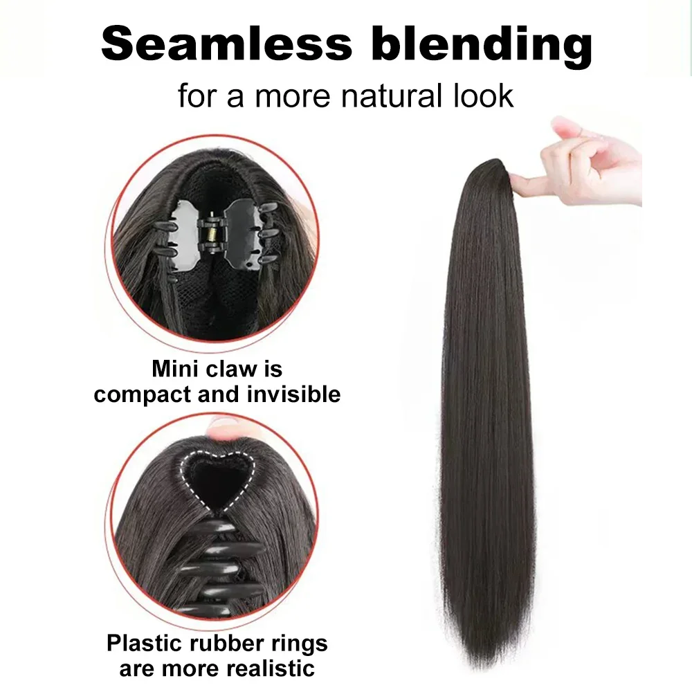 Presilha de rabo de cavalo sintético para mulheres, cabelo encaracolado longo, cabelo encaracolado natural