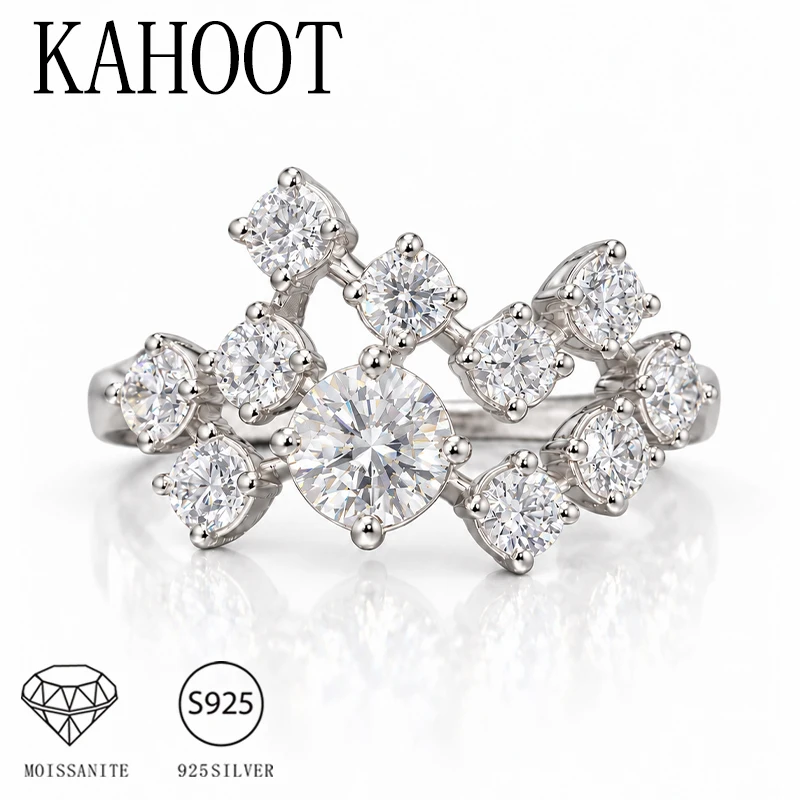 925 Silver Women’s Ring Featuring Multiple Moissanite Stones (1.5 Carat Total Weight) – Perfect for Proposals, Engagements,