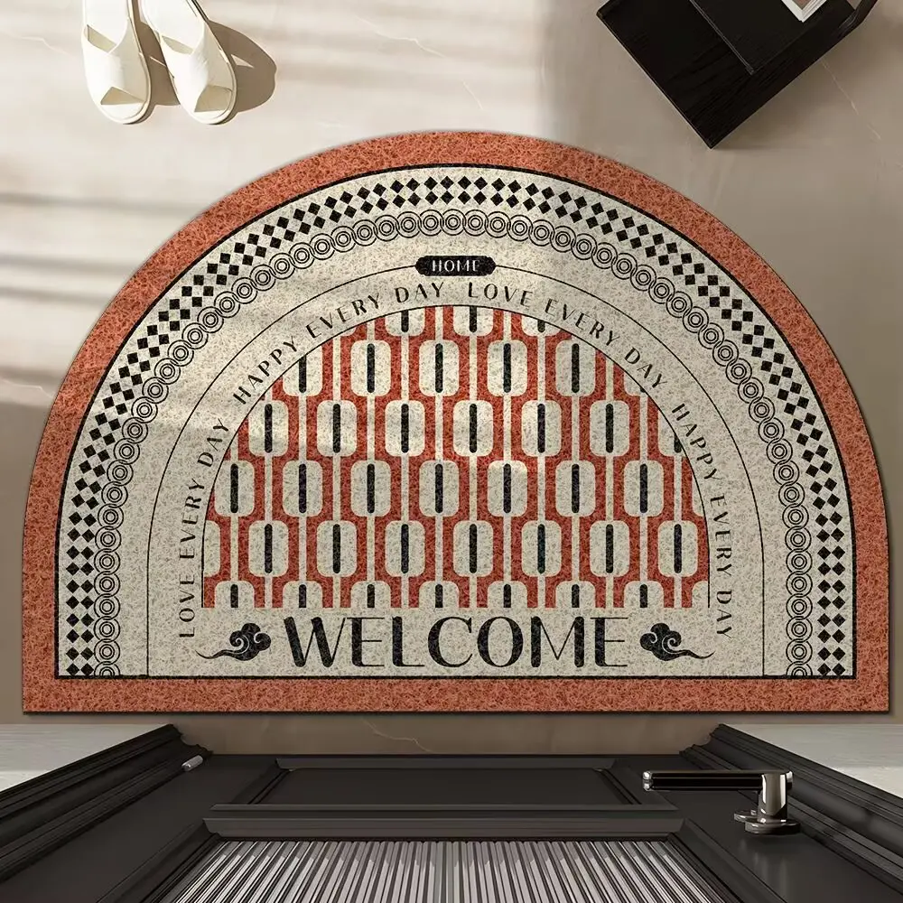 Retro Door Rug Semi-circular Entrance Mat Carpet for Living Room Indoor Door Entrance Mats Home Decor