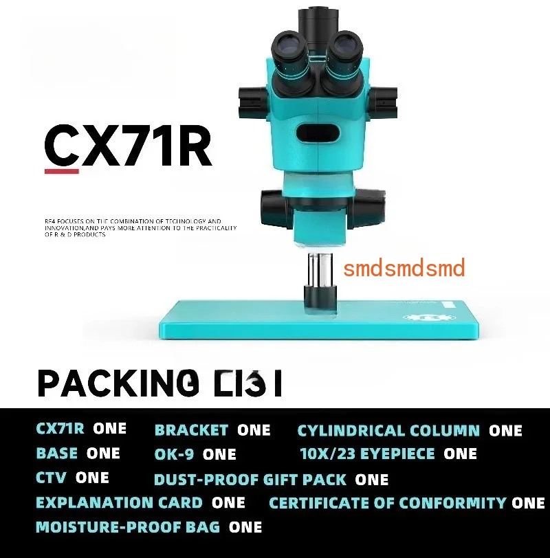 CX71R New Focusing Trinocular Stereo Microscope 6.5-65 Times Ergonomic Design 10 Times/23mm Eye Mask