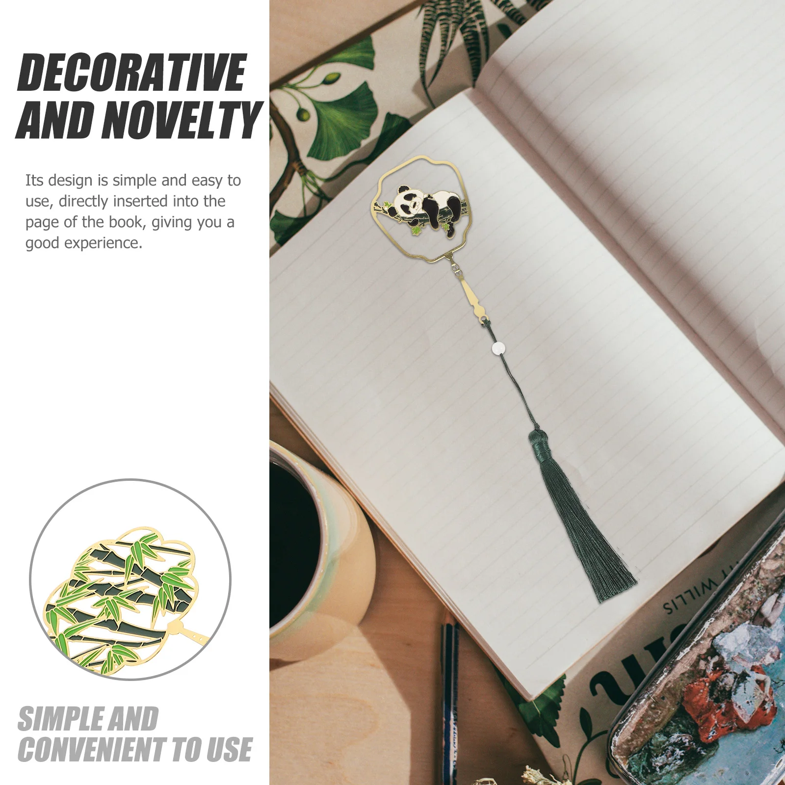 ที่คั่นหนังสือโลหะรูปแพนด้าสุดหรู 2 ชิ้น ดีไซน์เก๋ไก๋ พกพาสะดวก พร้อมพู่ห้อย เหมาะสำหรับฤดูกาลรับปริญญาและคนรักหนังสือ