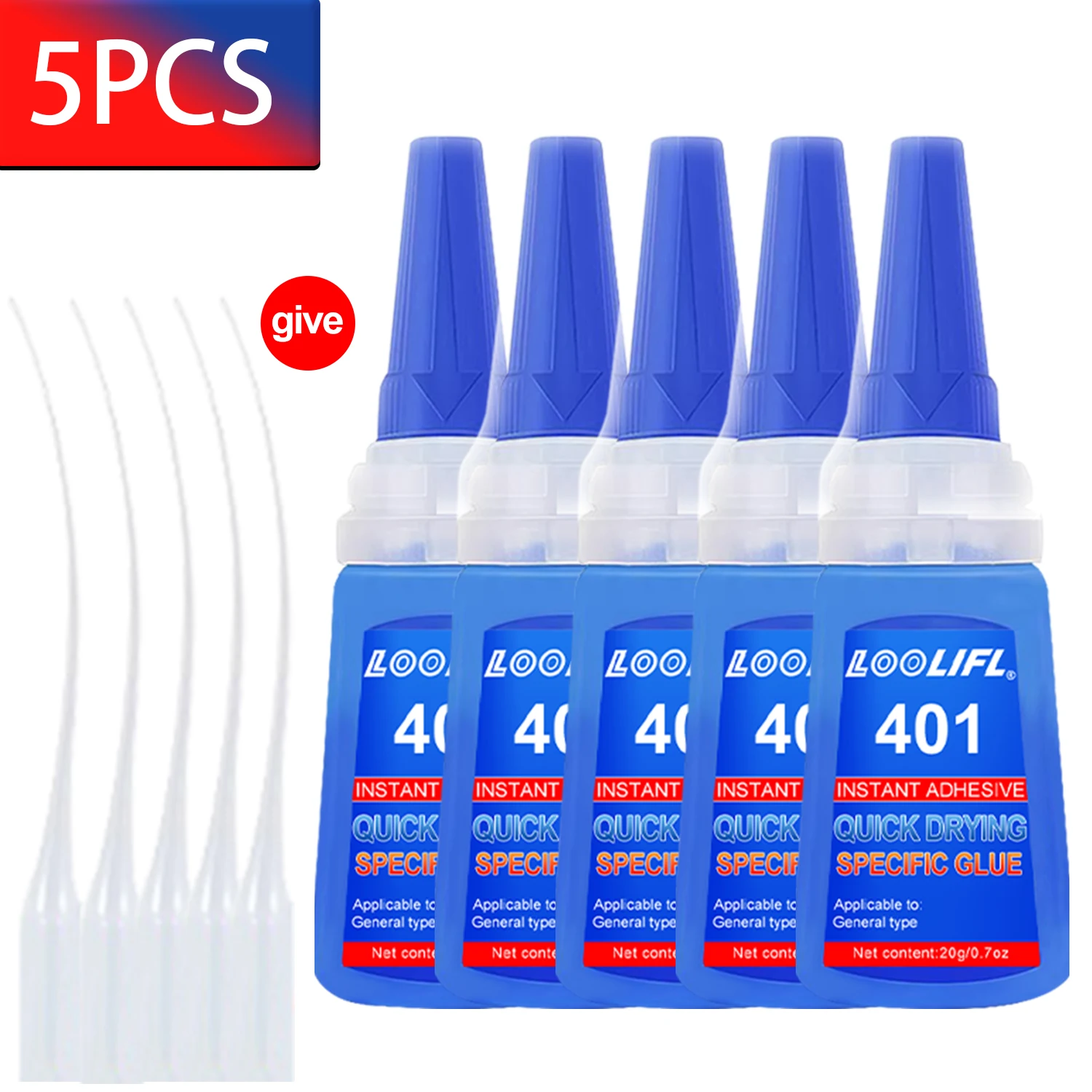 Loolifl 1-7 Stuks 401 Instant Sterke Superlijm Universele Superglue Mighty Instant Lijm voor Hars Keramiek Metaal Glas Sneldrogende Lijm