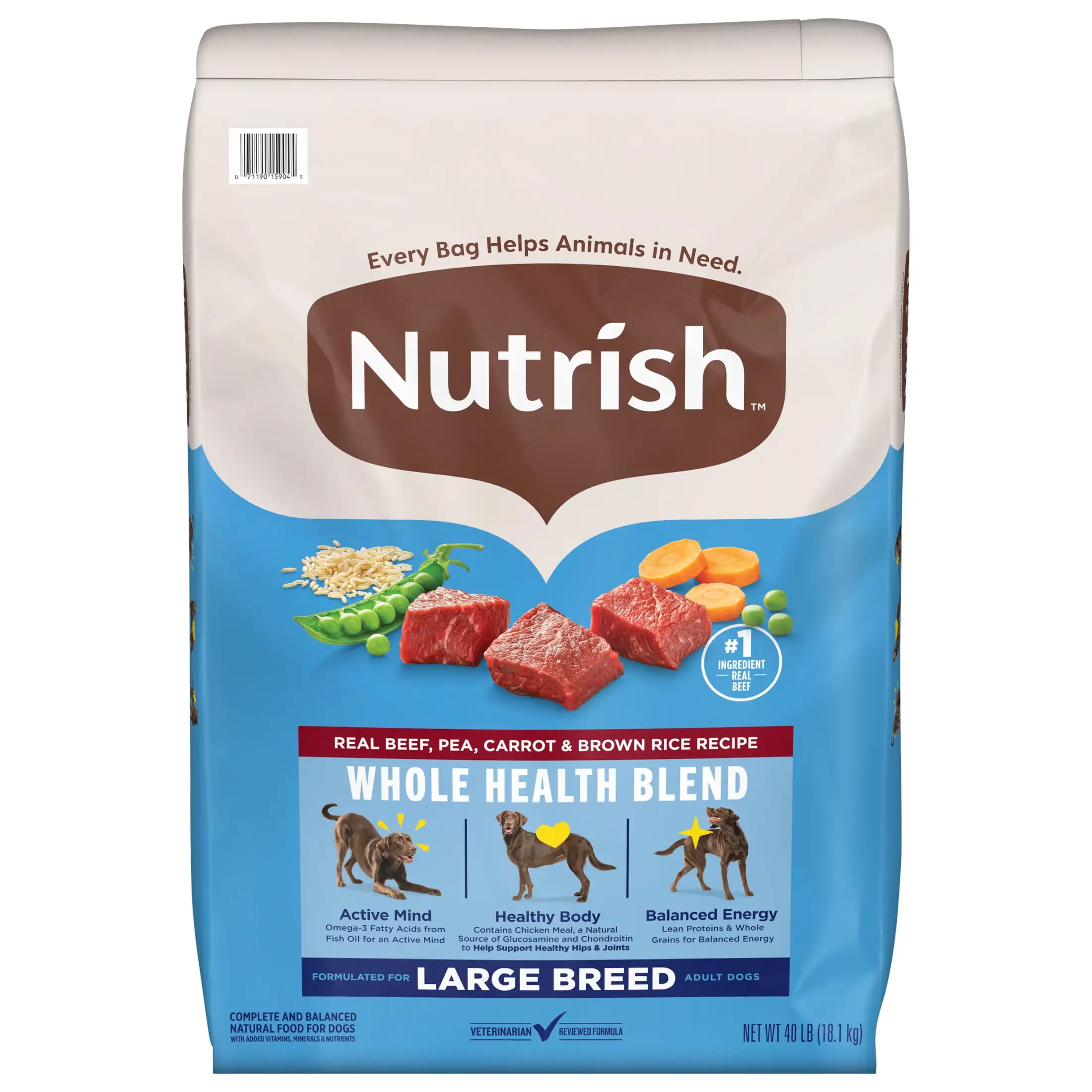 Large Breed Real Beef, Pea, Carrot & Brown Rice Recipe Whole Health Blend Dry Dog Food, 40 lb. Bag (Rachael Ray)