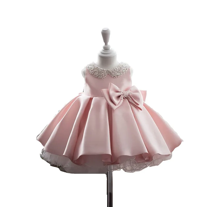 

Boutique Summer 2022 Sleeveless Pink Ivory Infant Puffy Baby Toddler Girls Princess Tutu Dress