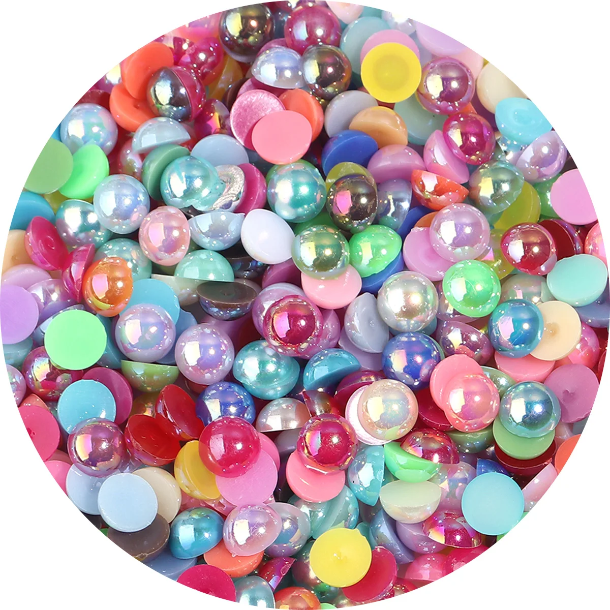 50-1000 Stück AB-Farbe Imitationsperlen Cabochons Halbrunde Flachrückseitige Perlen für DIY-Schmuckherstellung, Zubehör, Nagelkunst und Bastelarbeiten – Detail 4