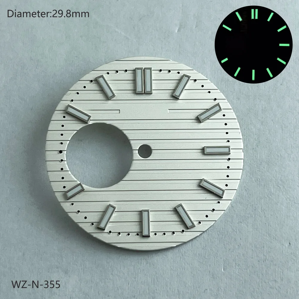 29.8 مللي متر NH38 قرص تيفا أزرق نوتيلوسيا هيكل عظمي قرص مع أخضر مضيء لحركة الحركة الأوتوماتيكية NH38 شعار مخصص