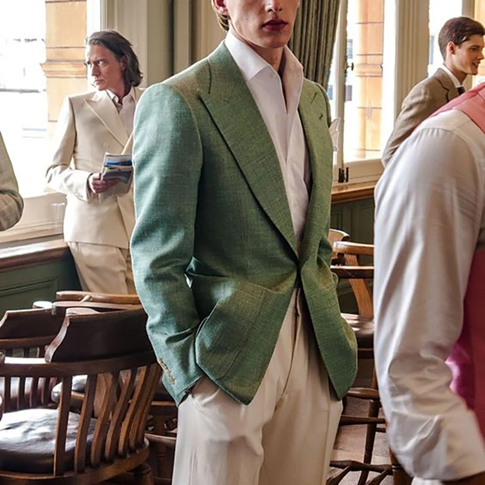 

Шикарный мужской костюм-двойка, современный пиджак на одной пуговице с остроконечными лацканами, брюки, повседневная уличная одежда, свадебная деловая официальная офисная одежда