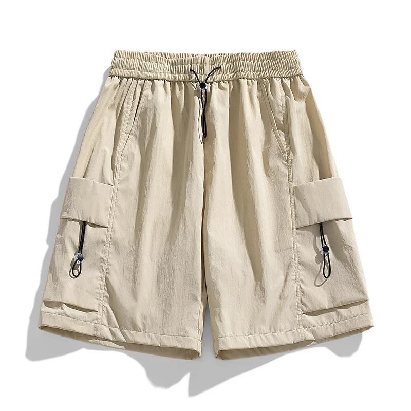 Good Quality Outdoor Fashion Summer Fast Dry Shorts Men's Elastic Waist Multi-pocket Solid Color Simple Basic Half Length Pants