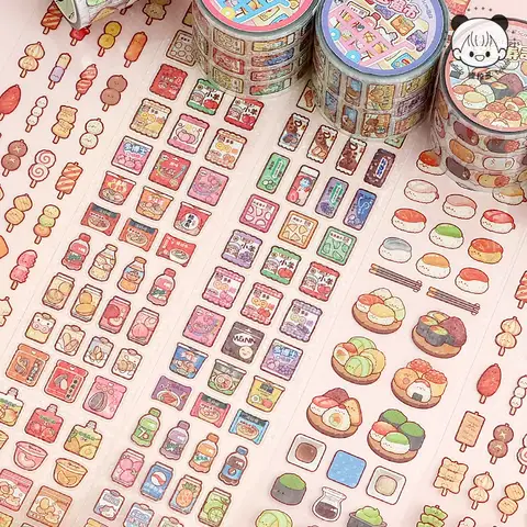 5*300cm  Kawaii Laser tape Stickers Snack theme Decorative Stick Labels Scrapbooking Junk Journal Supplies