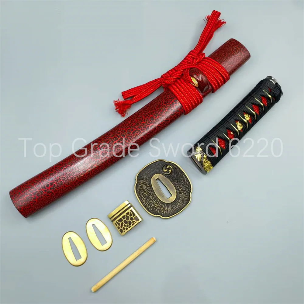 

A Set Nice Red Tsuka Handle Alloy Tsuba Handguard Habaki Seppa Hardwood Sheath For Real Samurai Katana Tachi Sword Fitting Part