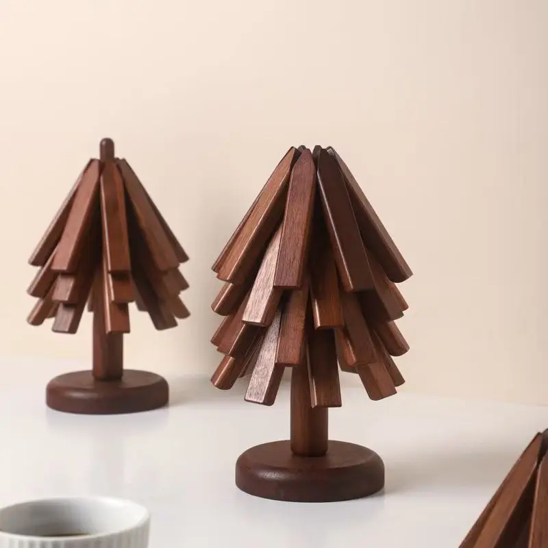 

Tree Design Heat Resistant Coaster Set - Natural Wood Placemats for Cups & Bowls, Creative Anti - Scratch Table Decor