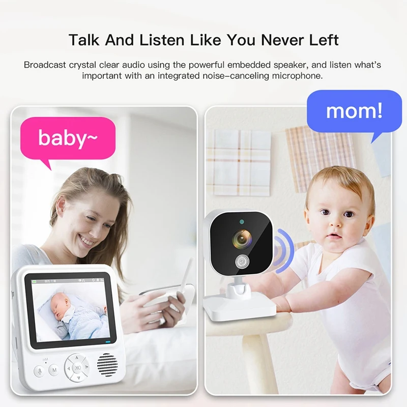 Babyphone vidéo sans fil, écran IPS 2.8 ", avec caméra et audio, pour bébé, nounou, conversation bidirectionnelle