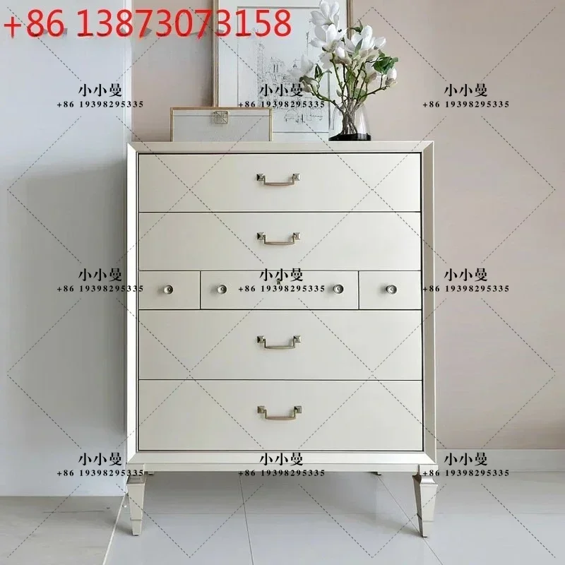 American light luxury modern simple solid wood champagne bedroom TV cabinet