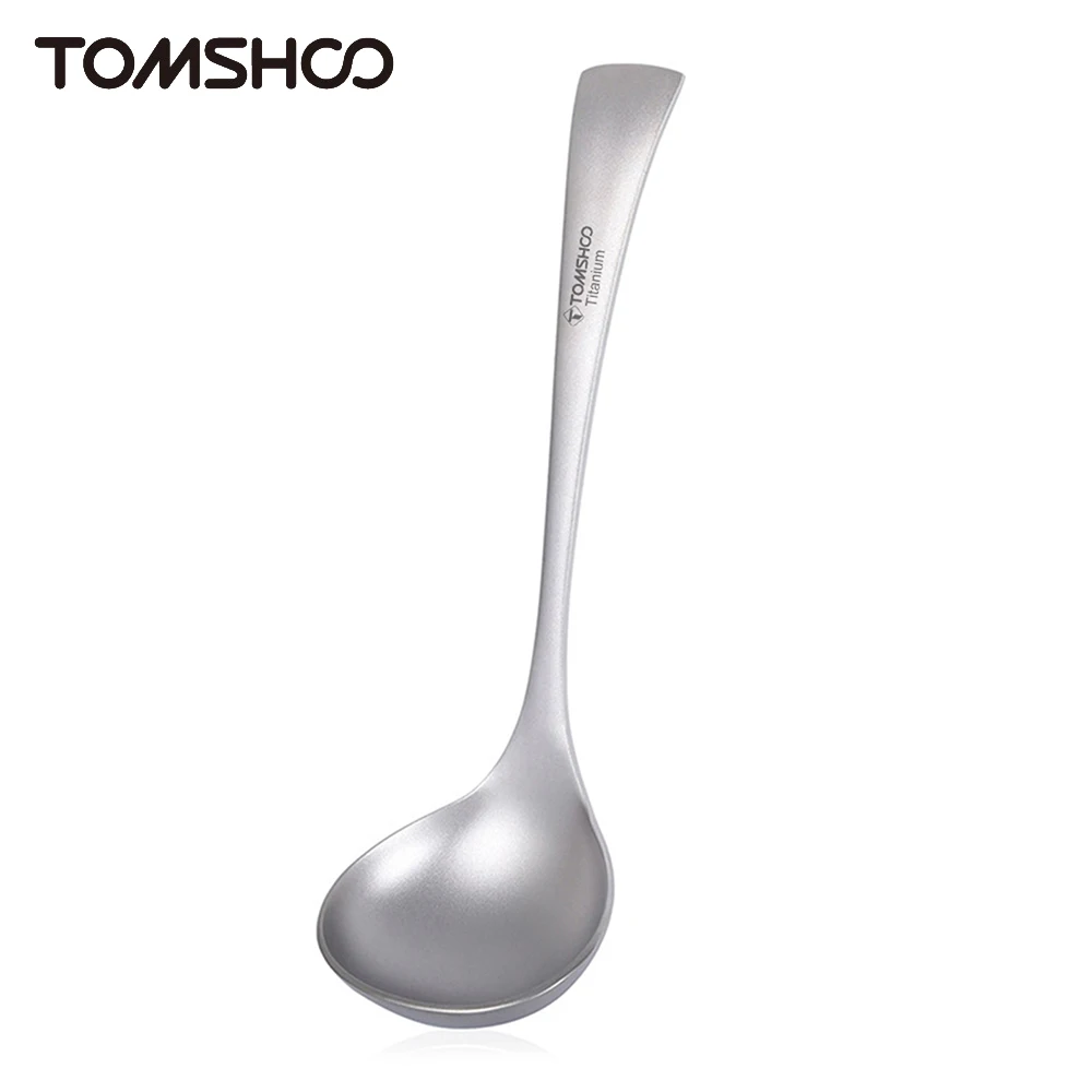 Tomshoo Pure Titanium Spoon with Big Bowl Ladle for Soup Sauce Rice Kitchen Cooking Kit Outdoor Camping Home Tableware Cookware