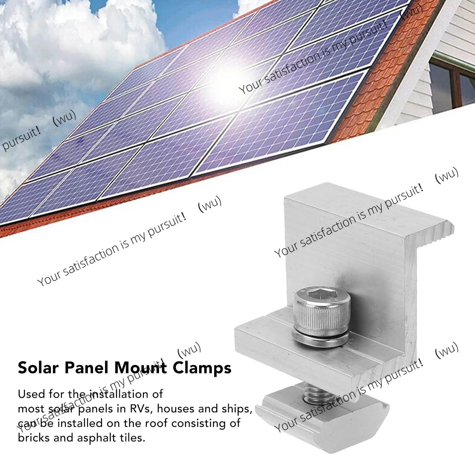 10PCS Solar Mount Z Bracket Aluminum Alloy Pressing Block PV Panel Rail End Grounding Clamps
