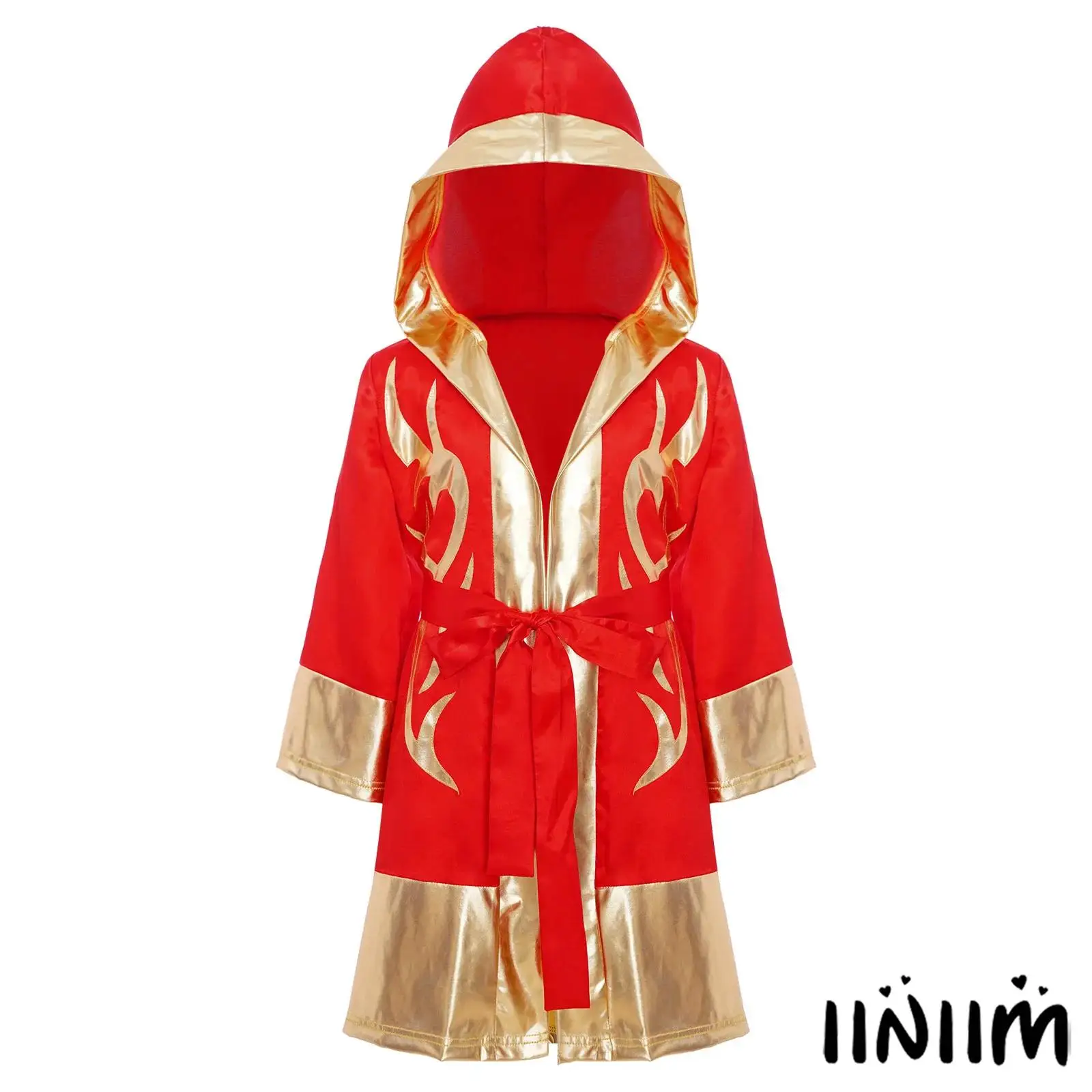 

Champion Boxer Robe for Boys with Metallic Color Block Design And Adjustable Belt Martial Boxing Uniform for Halloween Party