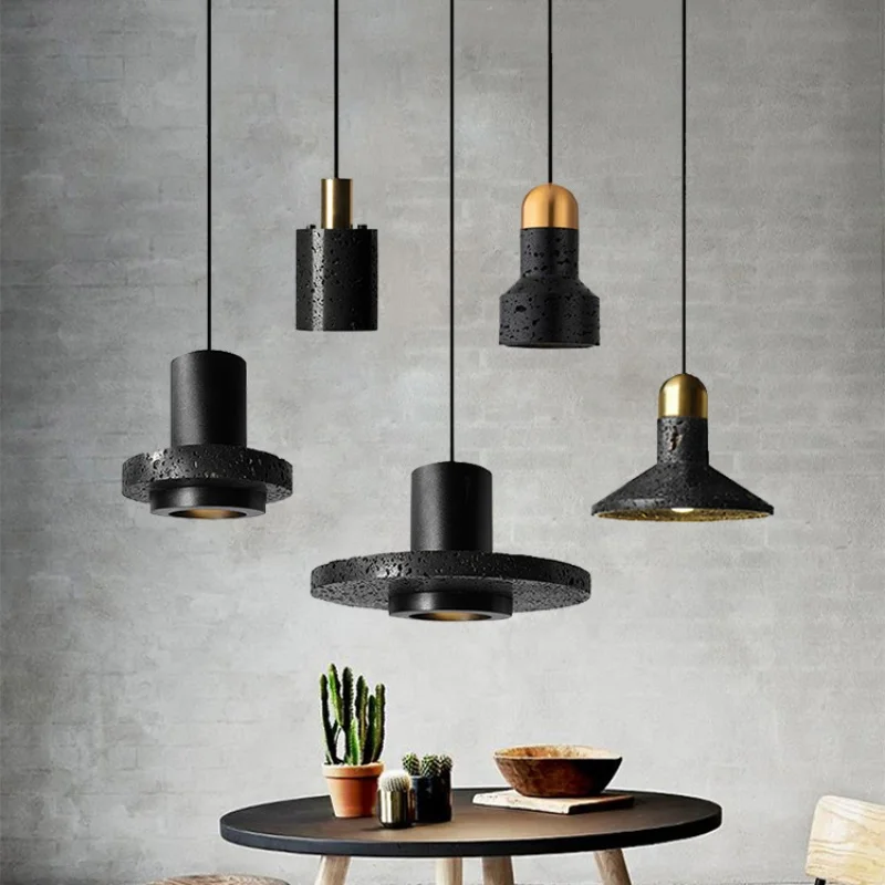 

Black Hole Stone Minimalist Restaurant Chandelier Modern Luxury Dining Bar Pendant Light Bedroom Decor Hanging Light Fixture