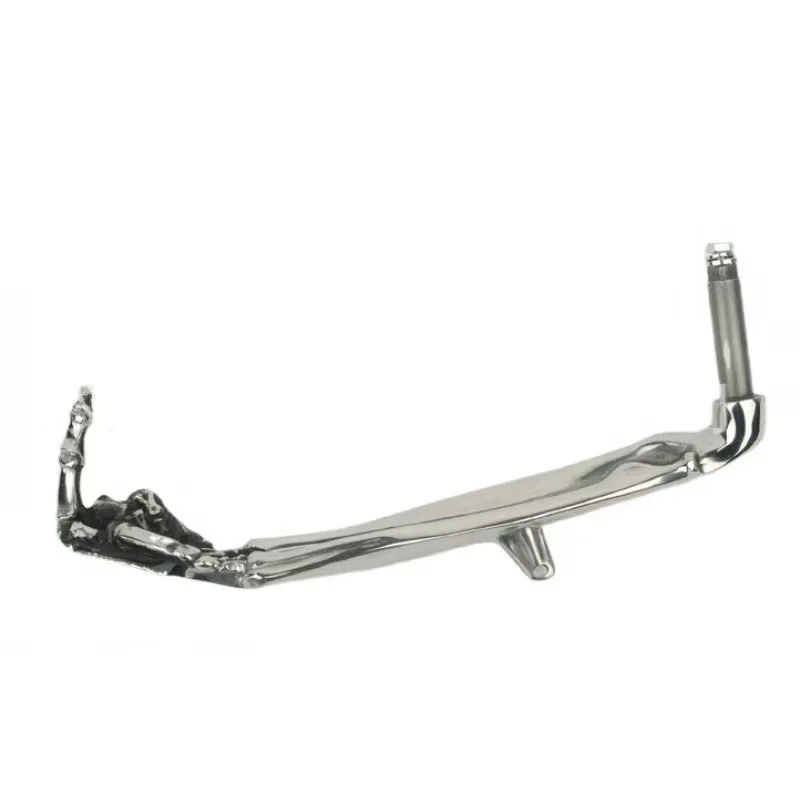 Gothic Unique Motorcycle Kickstand Foot Side Stand Kickstand Finger Kickstand Adjustable Motorcycle Silver Alloy Aluminum