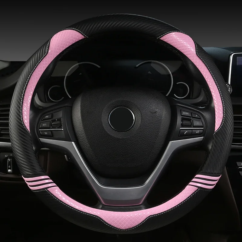 Steering Wheel Cover for Girl 38 CM Car Styling Universal Leather Steering Wheel Cover for Women Cute Car Accessories