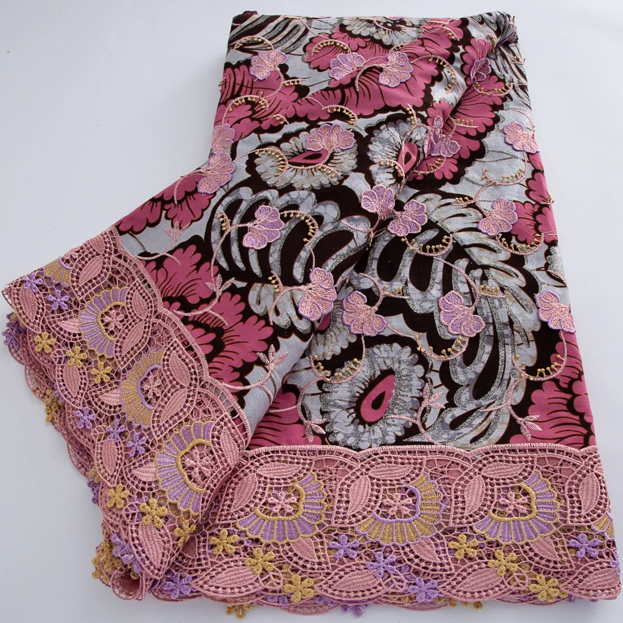 5 Yards High Huality Ankara Fabric African Real Guipure Lace Wax Print 100% Cotton Soft Tissus Embroidery For Elegant Party Dresses Sewing Material